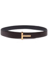 T Logo Reversible Leather Belt Chocolate - TOM FORD - BALAAN 5