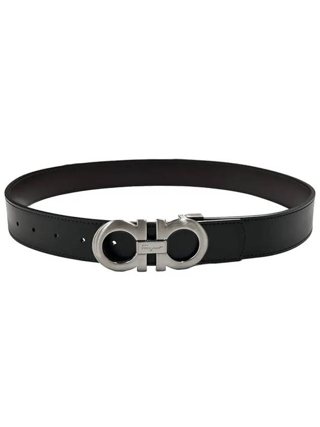 Gancini Reversible Adjustable Leather Belt Black - SALVATORE FERRAGAMO - BALAAN 2