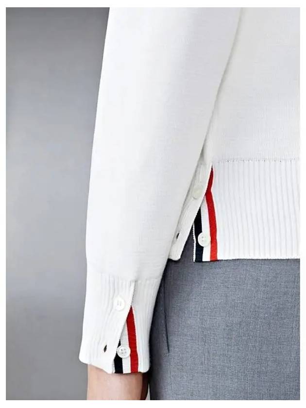 Milano Stitch 4 Bar Cardigan White - THOM BROWNE - BALAAN 5