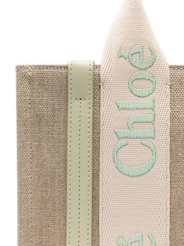 Woody Logo Small Tote Bag Green Beige - CHLOE - BALAAN 4