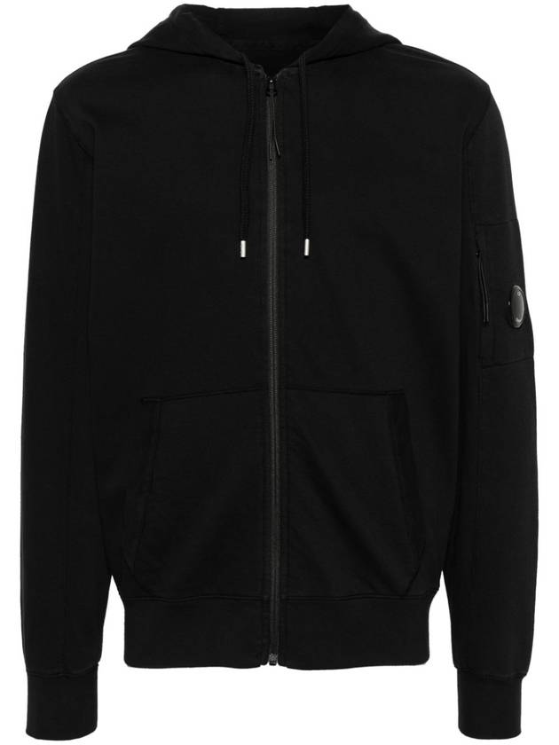 Light Fleece Zip Up Hoodie Black - CP COMPANY - BALAAN 3