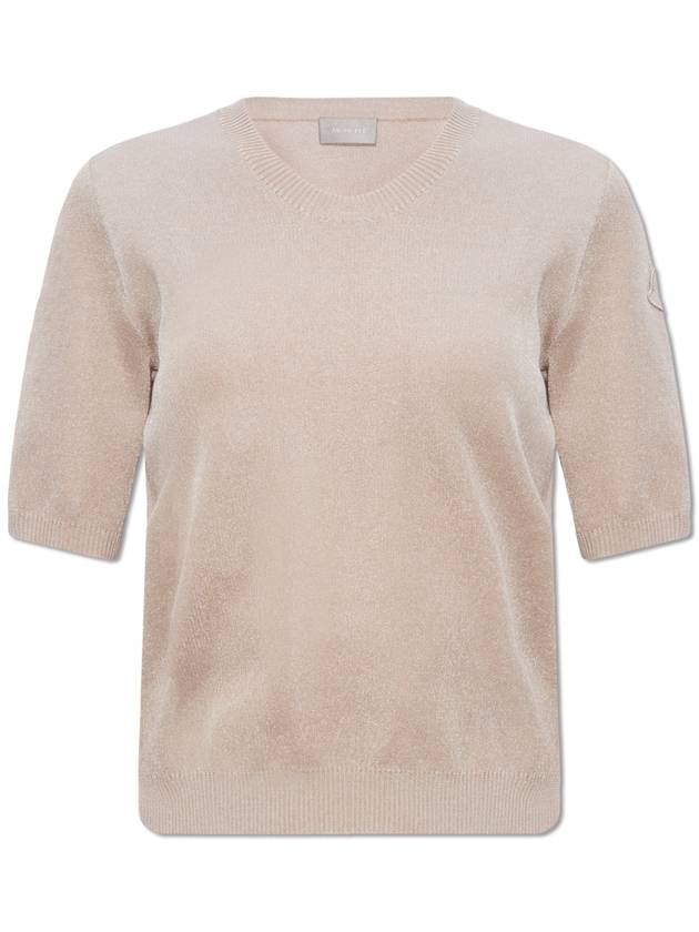 Moncler Sweater With Short Sleeves, Women's, Beige - MONCLER - BALAAN 1