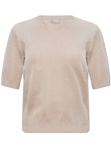 Moncler Sweater With Short Sleeves, Women's, Beige - MONCLER - BALAAN 1