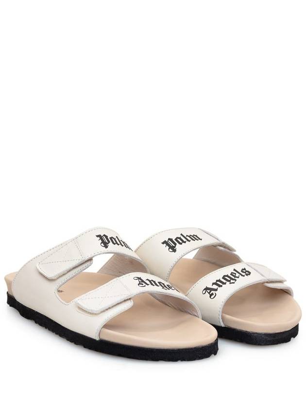 Logo Leather Sandals White - PALM ANGELS - BALAAN 3