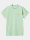 Men's Chase Embroidered Logo Round Short Sleeve T-Shirt Fairmint I026391 - CARHARTT - BALAAN 1