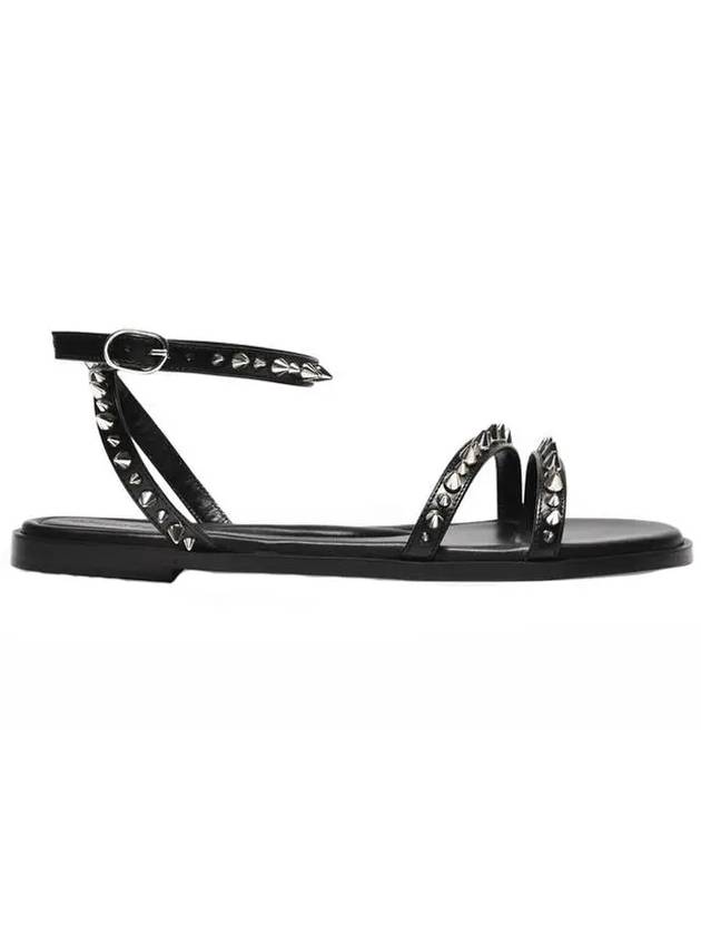 Silver Stud Strap Sandals Black - ALEXANDER MCQUEEN - BALAAN 1