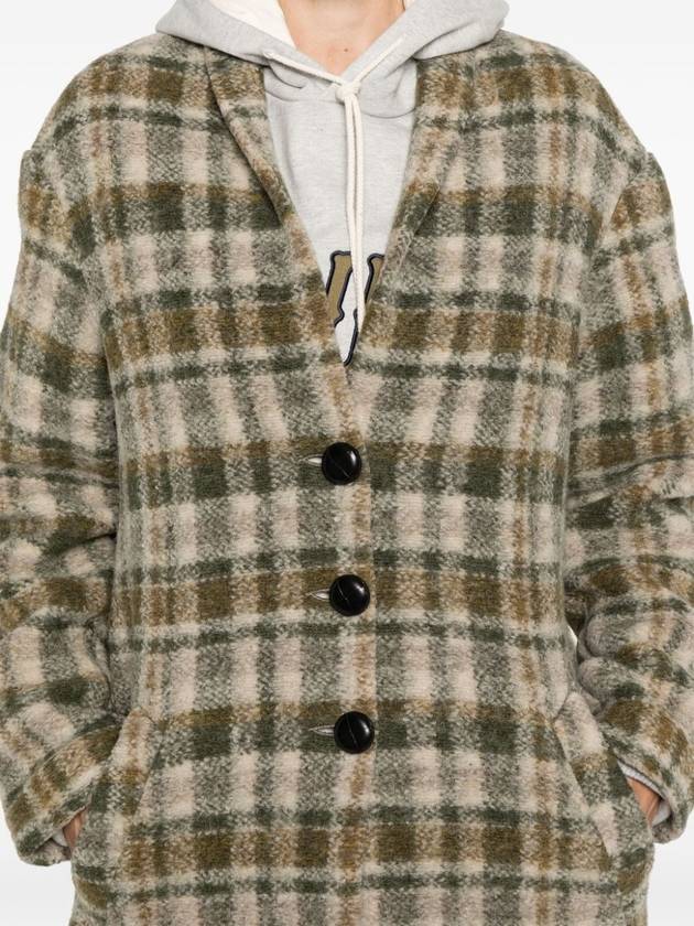 Gabriel Check Wool Blend Single Coat Khaki - ISABEL MARANT ETOILE - BALAAN 3