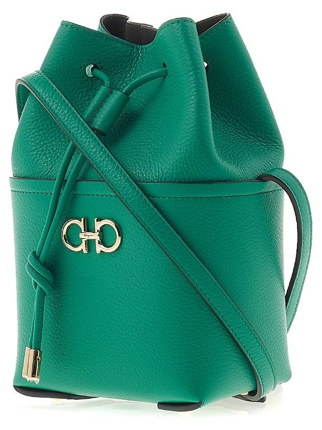 Gancini Mini Bucket Bag Green - SALVATORE FERRAGAMO - BALAAN 3