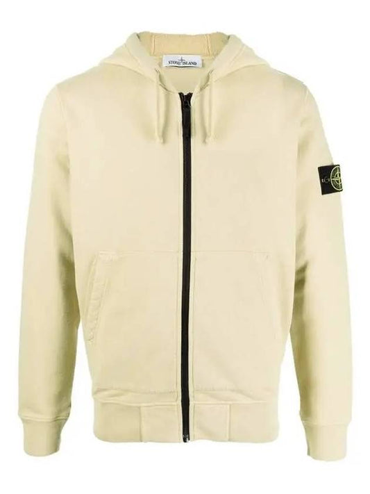 Wappen Patch Cotton Fleece Zip Up Hoodie Beige - STONE ISLAND - BALAAN 2