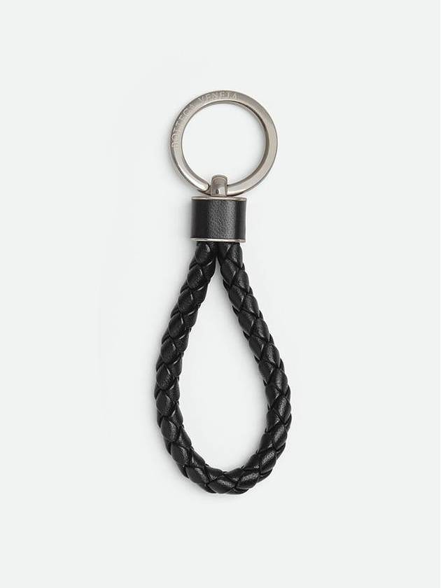 Intrecciato Leather Key Holder  Black - BOTTEGA VENETA - BALAAN 2