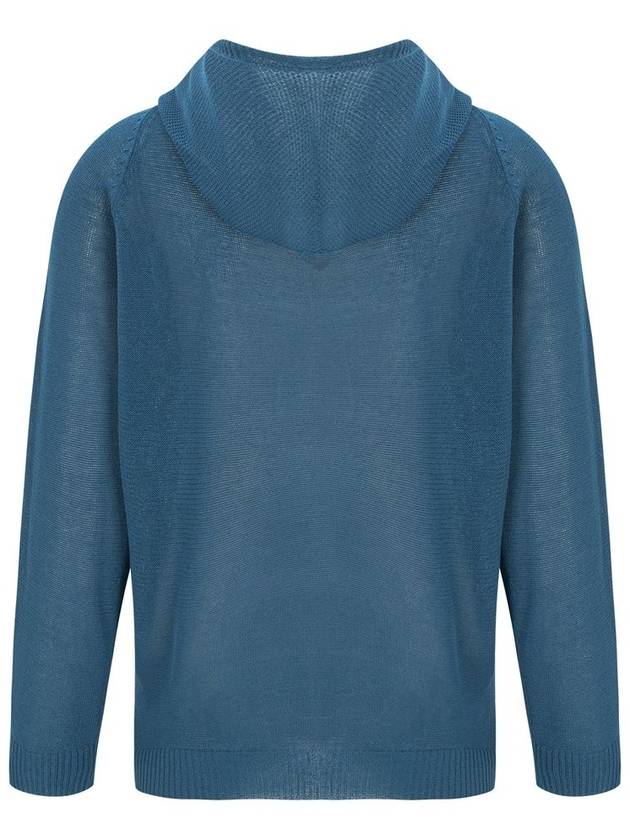 Eyelet Hooded Knit Top Teal Blue - CALLAITE - BALAAN 8