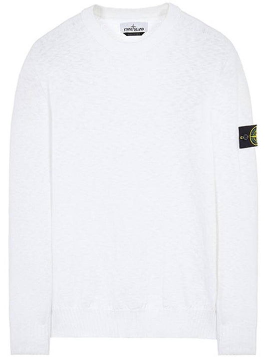 Wappen Patch Cotton Long Sleeve Knit Top White - STONE ISLAND - BALAAN.