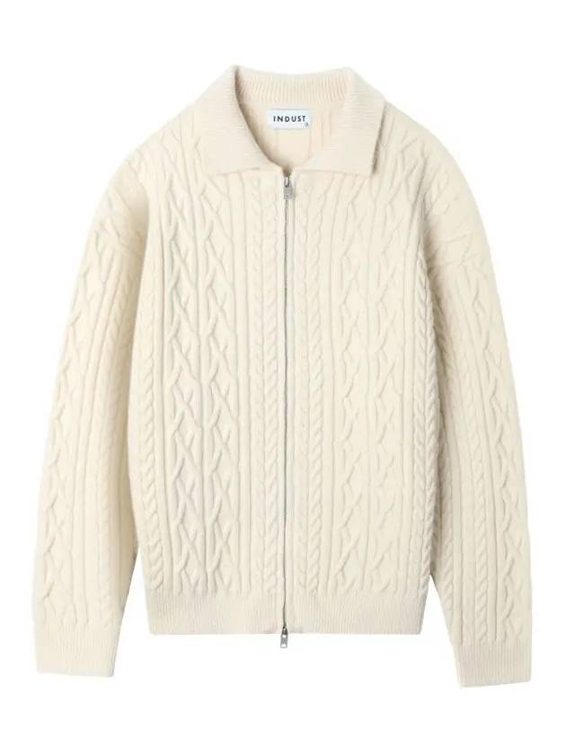 Fisherman Collar Zip-up Knit Cream - INDUST - BALAAN 7