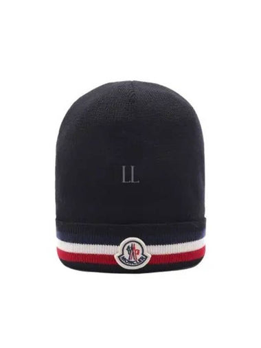 3B00068 A9575 999 Patch Logo Wool Beanie - MONCLER - BALAAN 1