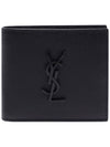 Cassandre  Leather Half Wallet Black - SAINT LAURENT - BALAAN 3