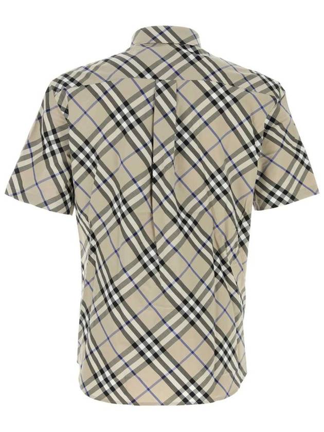 Check Cotton Short Sleeve Shirt Beige - BURBERRY - BALAAN 3