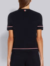 Ottoman Rib Stipe Cotton Short Sleeve T-Shirt Navy - THOM BROWNE - BALAAN 7