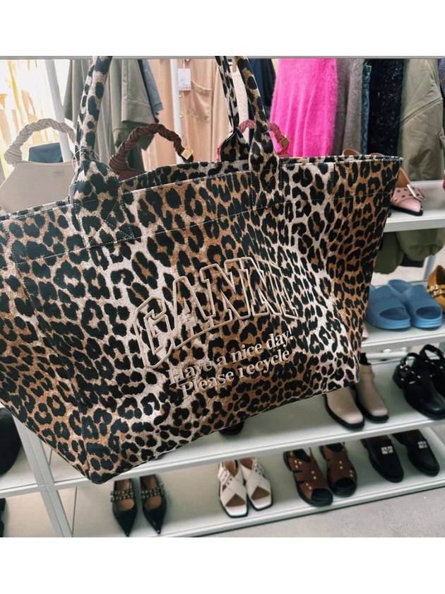 Leopard Oversized Tote Bag for Women - GANNI - BALAAN 4