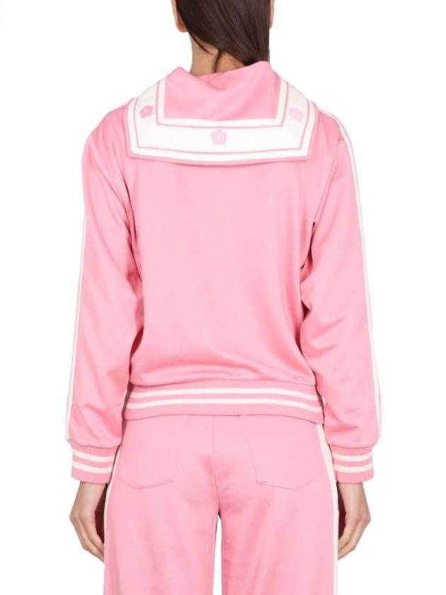 Boke Flower Embroidered Logo Zip-Up Hoodie Pink - KENZO - BALAAN 4