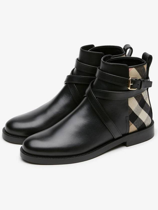House Checked Leather Ankle Boots - BURBERRY - BALAAN 2