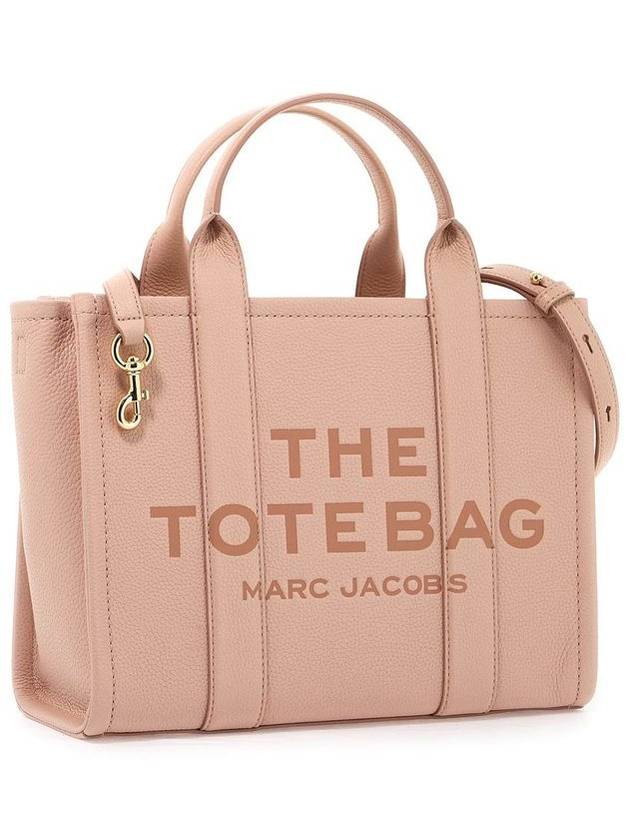 Logo Medium Leather Tote Bag Pink Rose - MARC JACOBS - BALAAN 13