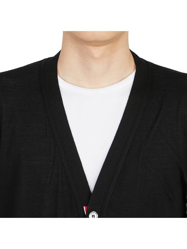 Men's Sustainable Classic Diagonal Wool Cardigan Black - THOM BROWNE - BALAAN 8