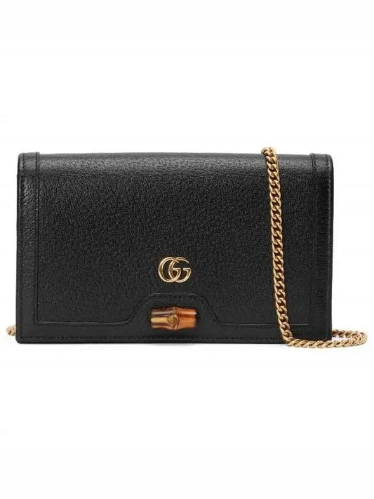 Diana Gold Bamboo Chain Mini Bag Black - GUCCI - BALAAN.