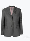 Women's Diagonal Stripe Single Breasted Wool Blazer Jacket Grey - THOM BROWNE - BALAAN 2