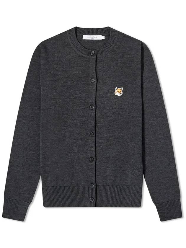 Fox Head Patch Adjusted Round Neck Cardigan Grey - MAISON KITSUNE - BALAAN 3