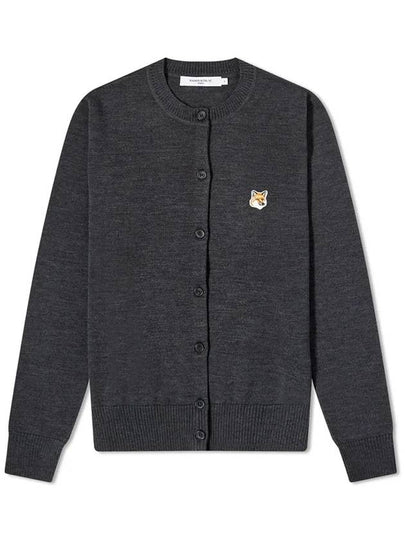 Fox Head Patch Adjusted Round Neck Cardigan Grey - MAISON KITSUNE - BALAAN 2