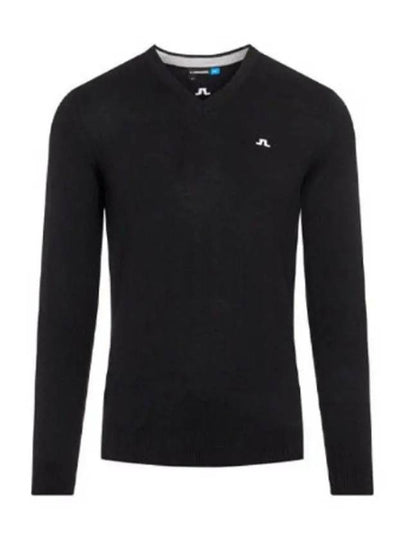 Lymann Embroidered Logo V-Neck Knit Top Black - J.LINDEBERG - BALAAN 2