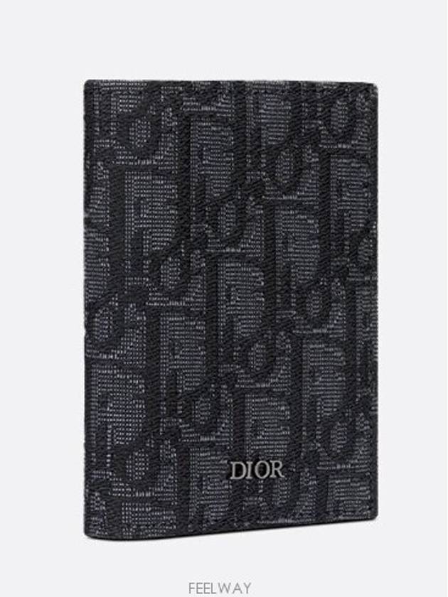 Bi-Fold Card Holder Black  Oblique Jacquard - DIOR - BALAAN 4