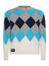 Argyle Wool Cashmere Knit Top Grey Blue - MONCLER - BALAAN 2