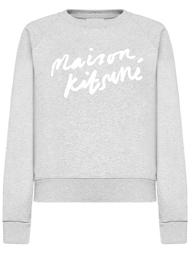 Handwriting Adjusted Cotton Sweatshirt Grey Melange - MAISON KITSUNE - BALAAN 1