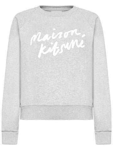 Handwriting Adjusted Cotton Sweatshirt Grey Melange - MAISON KITSUNE - BALAAN 1