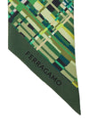 Check Print Twilly Silk Scarf Lime Green - SALVATORE FERRAGAMO - BALAAN 5