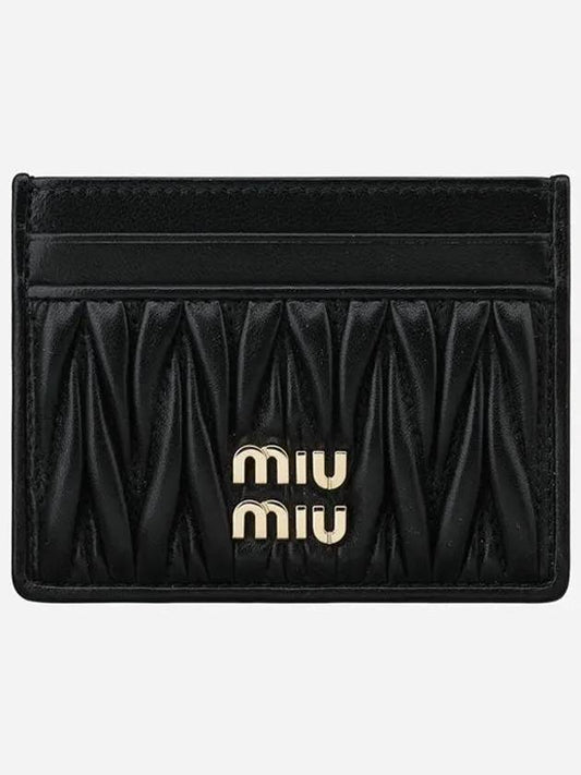 Matelasse Nappa Leather Card Wallet Black - MIU MIU - BALAAN 2