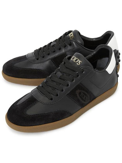 Women's Leather Suede Low Top Sneakers Black - TOD'S - BALAAN 2