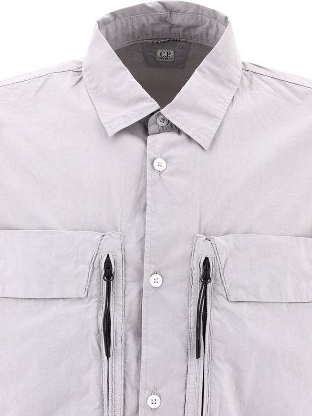 Cotton Popeline Over Long Sleeve Shirt Grey - CP COMPANY - BALAAN 5