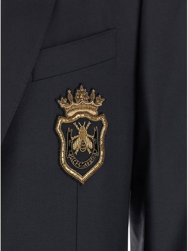 Black Jacket With Logo Application On Chest In Fabric Man - DOLCE&GABBANA - BALAAN 3