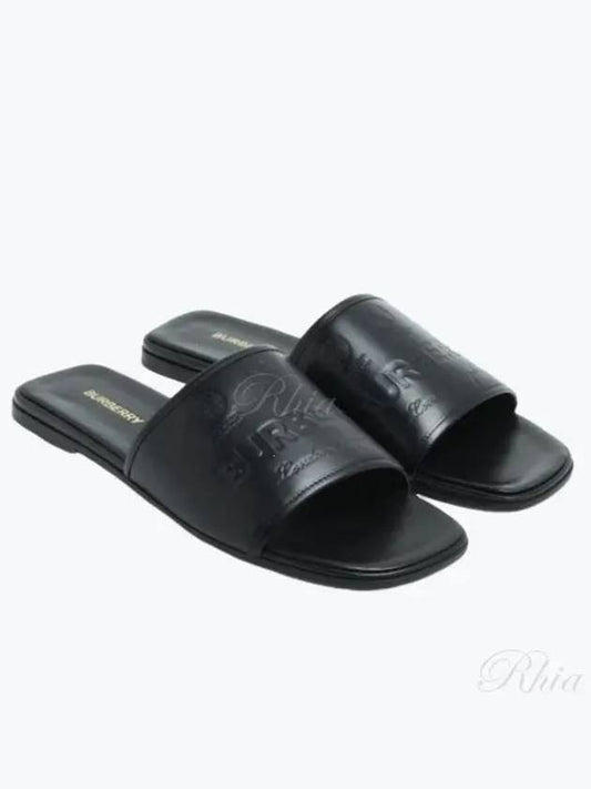 Carolyn Leather Slippers Black - BURBERRY - BALAAN 2