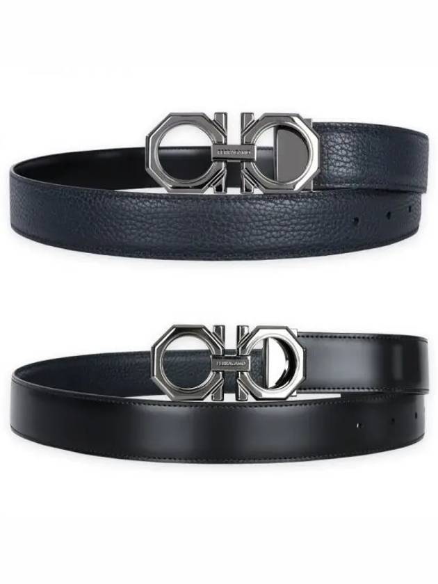 Reversible Gancini Leather Belt Blue - SALVATORE FERRAGAMO - BALAAN 2