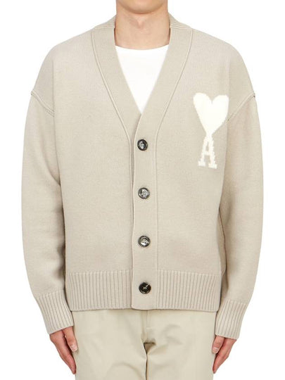 De Coeur Logo Wool Cardigan Light Beige - AMI - BALAAN 2