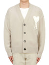 De Coeur Logo Wool Cardigan Light Beige - AMI - BALAAN 4