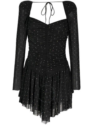 Rotate Rhinestone-Embellished Ruffle Mesh Mini Dress, Brand Size 34 (US Size 0) - ROTATE - BALAAN 1