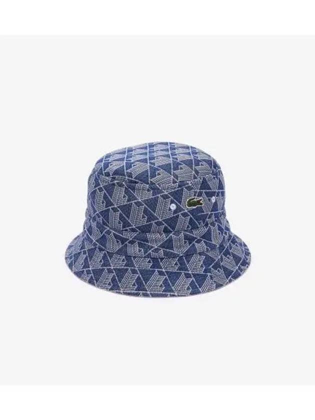 Monogram Reversible Bucket Hat Navy - LACOSTE - BALAAN 1