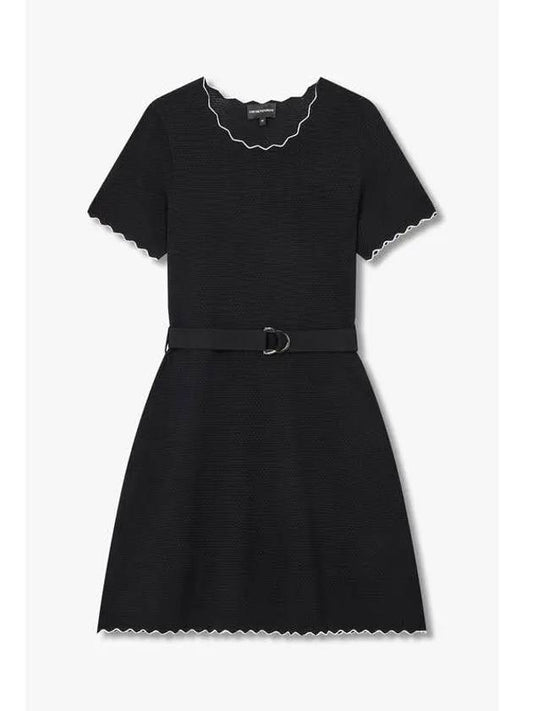 Women s Belted Wave Knit Dress Black - EMPORIO ARMANI - BALAAN 1