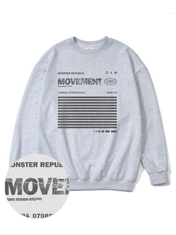 Social Stance Gray Overfit Sweatshirt Melange Gray - MONSTER REPUBLIC - BALAAN 1