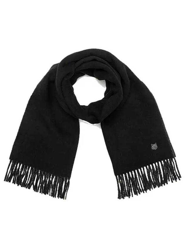 Fox Head Patch Virgin Wool Muffler Black LM06201WA0018 - MAISON KITSUNE - BALAAN 2