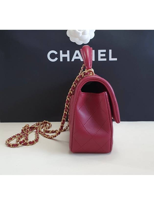 Classic Top Handle New Mini Burgundy Gold Plated New Mini Top Handle Top Handle AS2431 - CHANEL - BALAAN 6